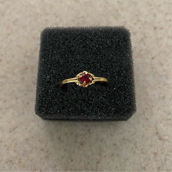 Jewelry - 10K Gold Plated Ruby Gemstone Ring - Size 7